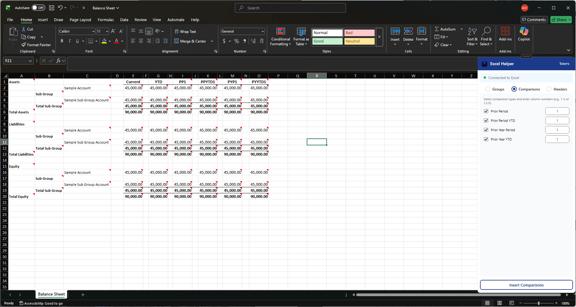 Reports Designed in Excel screenshot